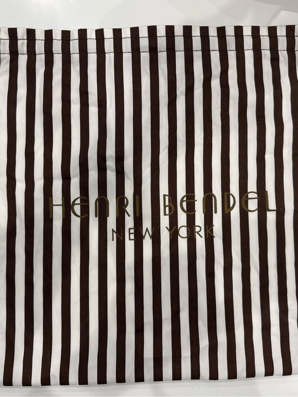 henri bendel Brown and White Striped Throw with Logo